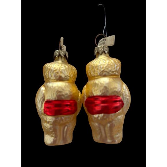 2 Mercury Glass Teddy Bear in Red Vest Christmas Ornaments Made in Germany - Picture 2 of 8